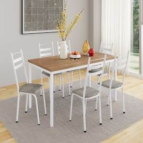 Conjunto de Mesa com 6 Cadeiras Adriana Branco/Grafiato/ Demolição