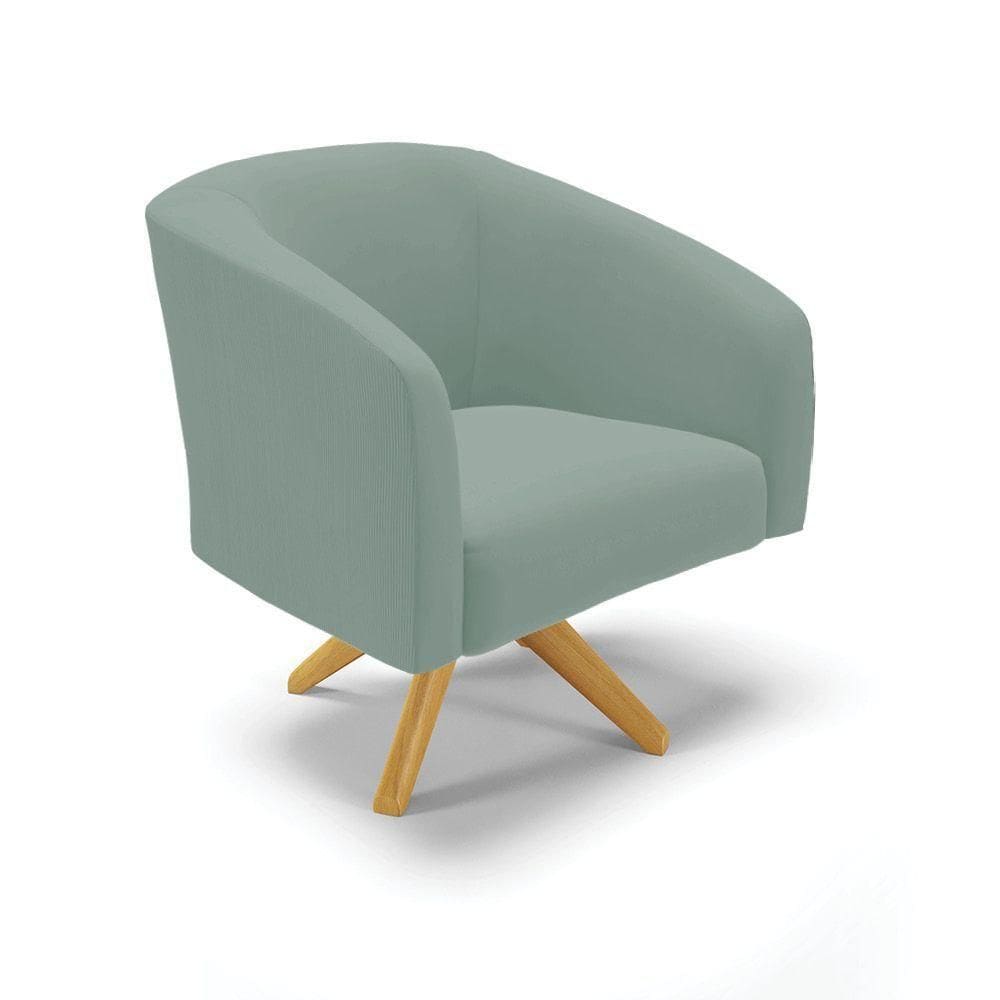 Poltrona Decorativa Giratória Ma30 Stella Cotelê Ext/veludo Menta D03 - D`rossi