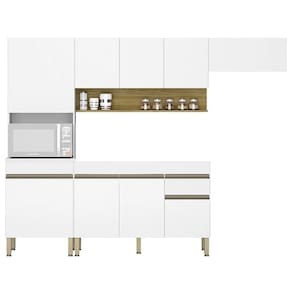 Armário De Cozinha 4 Peças Balcão Sem Tampo 150cm Lina14 Z06 Supremo/freijó - Mpozenato