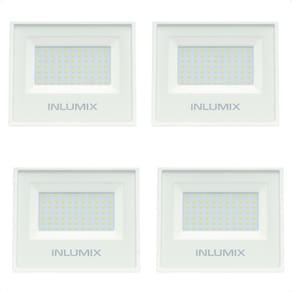 Kit 4 Refletor Holofote De Led 50W Branco Frio 6500K Branco