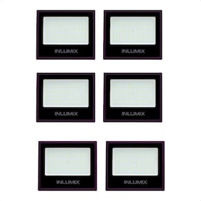 Kit 6 Refletor Holofote De Led 50W Branco Frio 6500K Preto