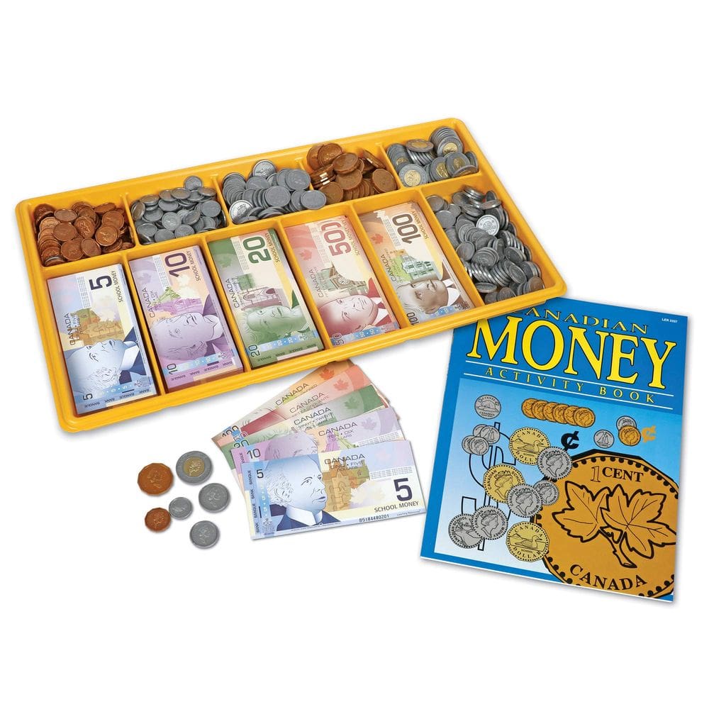 Recursos de aprendizagem de dinheiro fictício Kit de dinheiro para sala de aula canadense