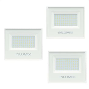 Kit 3 Refletor Holofote De Led 50W Branco Frio 6500K Branco