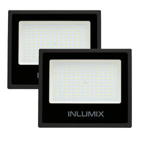 Kit 2 Refletor Holofote De Led 100W Branco Frio 6500K Preto