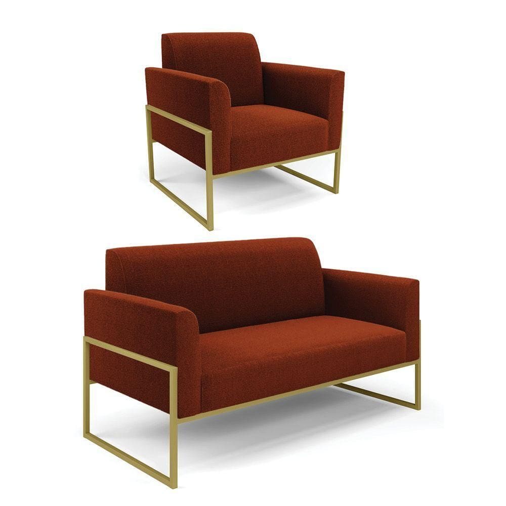 Namoradeira E Poltrona Industrial Alta Dourado Marisa Bouclê Terra D03 - D`rossi