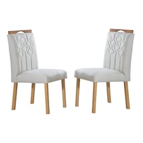 Conjunto 2 Cadeiras De Jantar Salermo Veludo Off White Com Pés Em Madeira