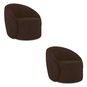 Poltrona Decorativa Orgânica Kit 2 Lua Suede Marrom D03 - D`rossi