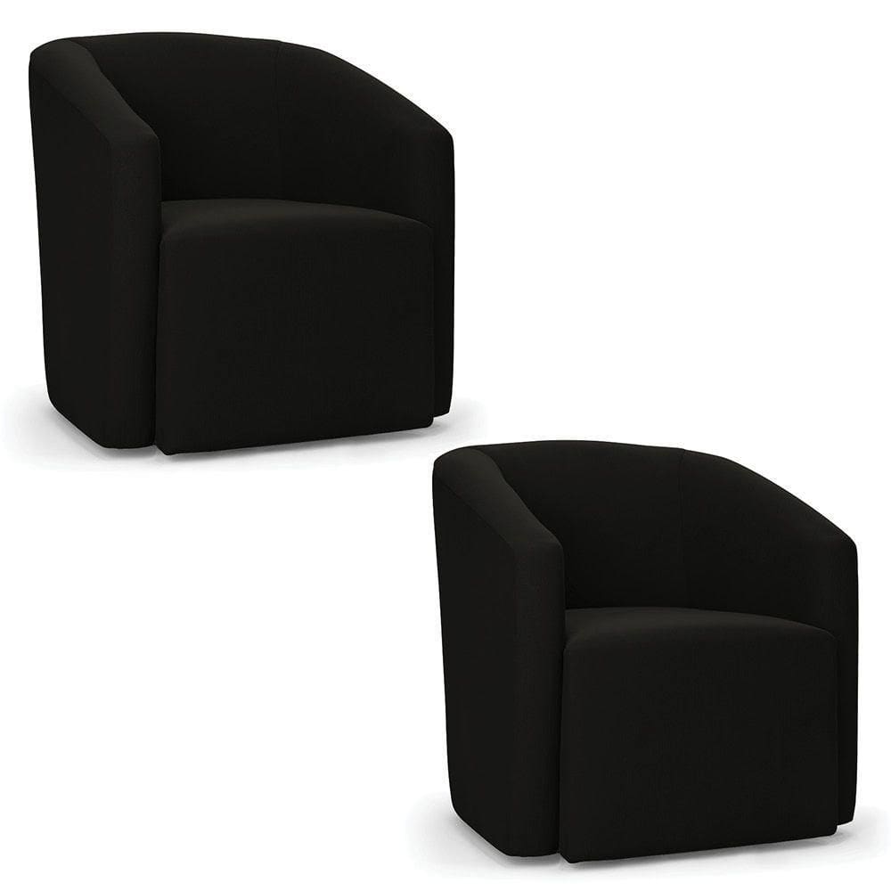 Poltrona Decorativa Orgânica Kit 2 Stella Max Suede Preto D03 - D`rossi