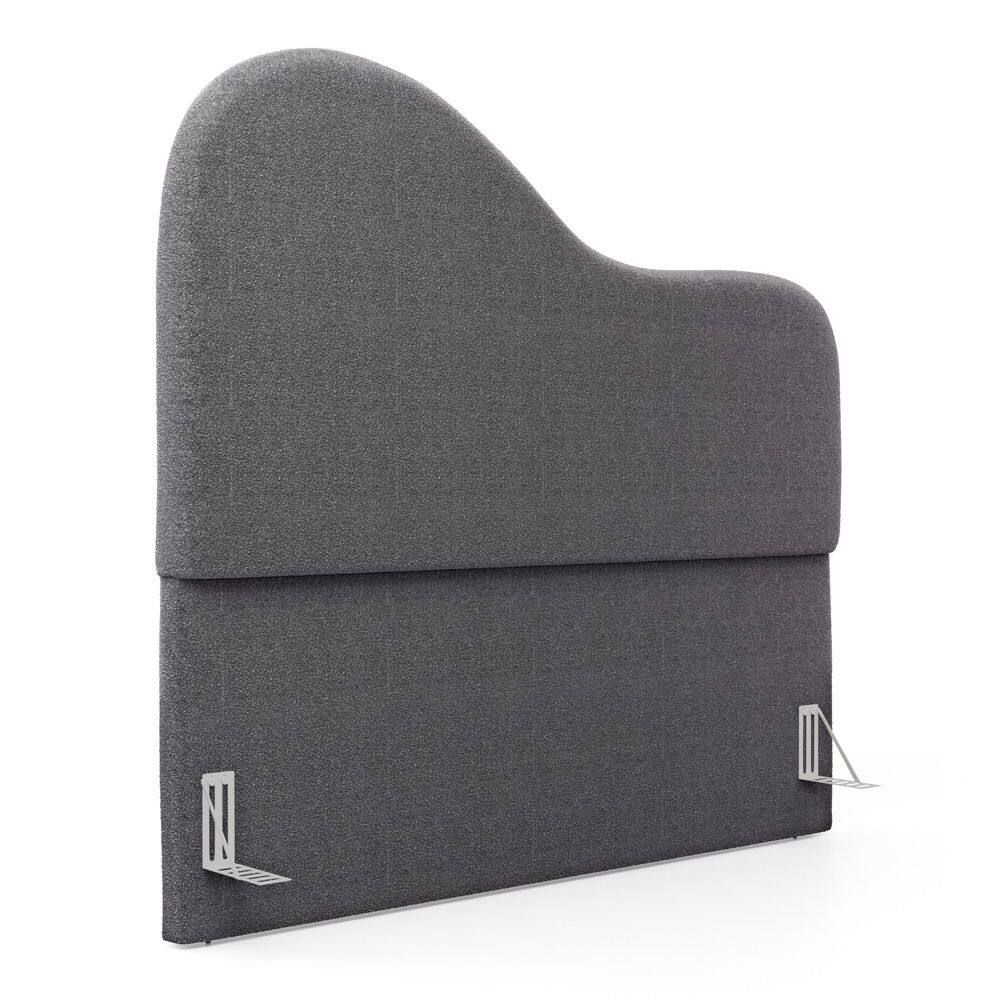 Cabeceira Orgânica Cama Box Queen Size Sea 160cm com Frame Bouclé Cinza Escuro - Abmaza
