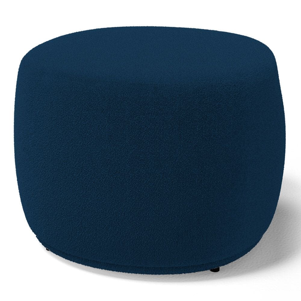 Puff Decorativo Living Aisha Orgânico Bouclê Azul Marinho - Abmaza