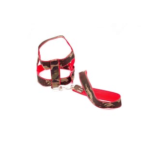 Kit Guia peitoral 40mm camuflado e vermelho tam 11 82cm-103cm