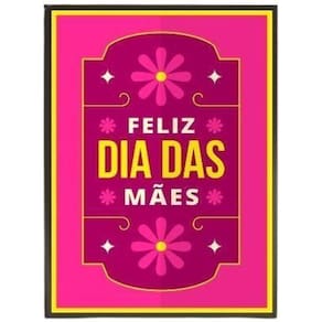 Quadro Floral Feliz Dia Das Mães Moldura Preta 24X18Cm
