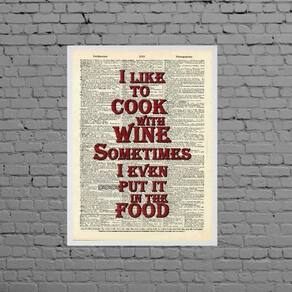 Quadro I Like To Cook With Wine 45X34Cm - Com Vidro