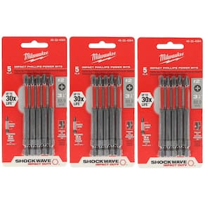Pacote Power Bit Milwaukee Shockwave Phillips #2 de 3,5 cm