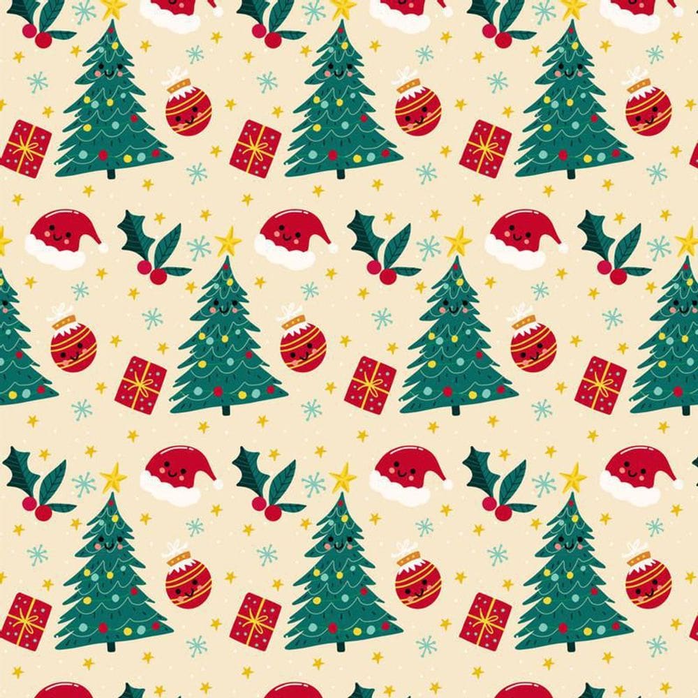 Papel De Parede Adesivo Árvore Natalina Amarelo Decorativo