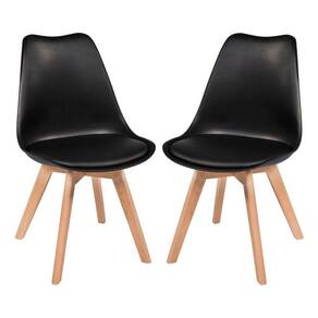 Kit Com 2 Cadeira Leda Preta - Charles Eames Wood Com Almofa