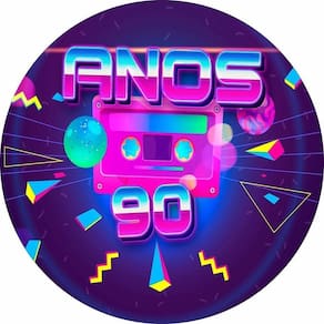 Painel Redondo Tecido Sublimado 3D Anos 70,80 e 90 FRD-5959