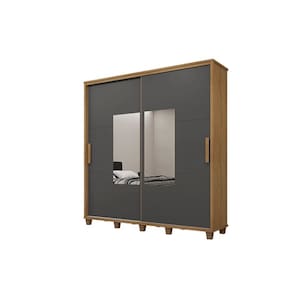 Guarda-Roupa Monte Carlo C/Espelho Cinamomo/Grafite – RV Móveis
