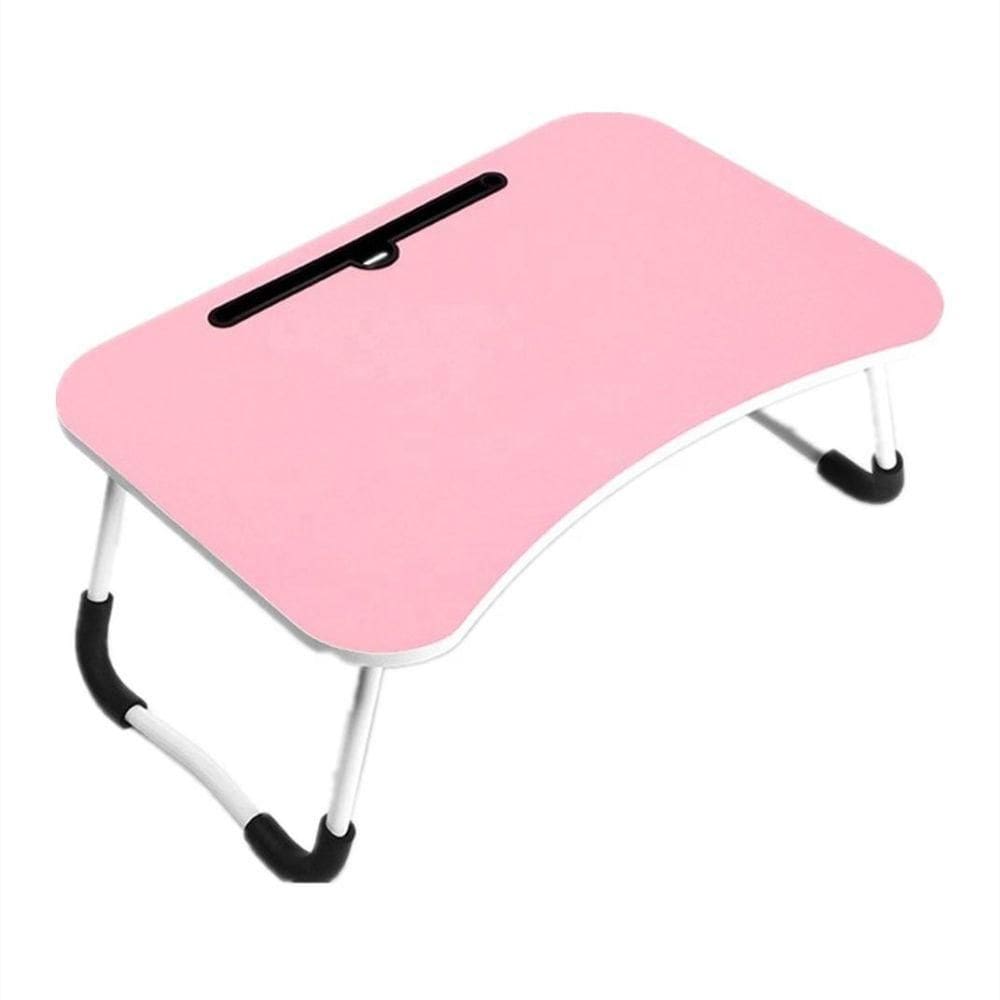 Mesa Notebook Dobravel Multiuso Rosa Com Suporte E Porta Copo Para Sofa Cama