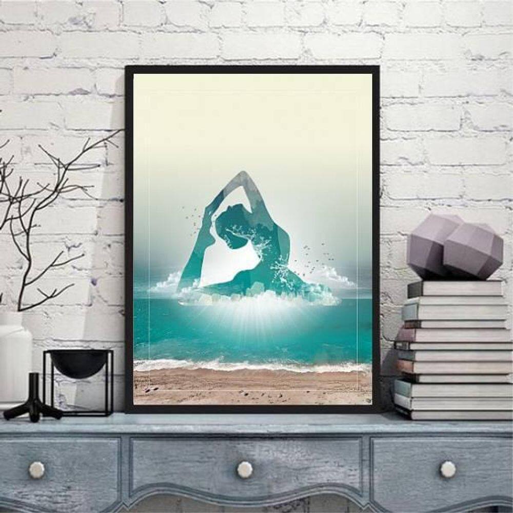 Quadro Decorativo Yoga Zen 33X24Cm Moldura Preta