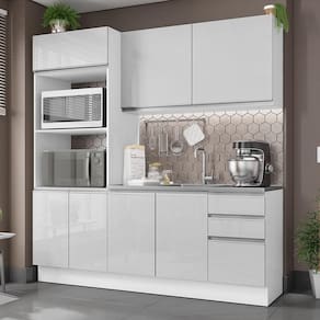 Cozinha Acordes Glamy Branco MDF 2 Gavetas 8 Portas Madesa