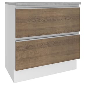 Balcão Glamy 80 cm 2 GavetasBranco e Rustic Madesa