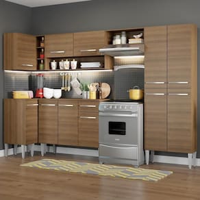 Cozinha Canto Reto Emilly 353 Armário e Balcão Rustic Madesa