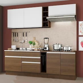Cozinha Completa Parma com Armário e Balcão Rustic/Branco