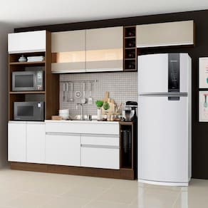 Cozinha Completa Safira Branco/Crema Armário Balcão Madesa