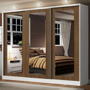 Guarda-roupa Casal Eros 3 Portas de Correr de Espelho Madesa
