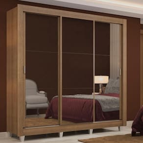 Guarda Roupa Casal Lyon 3 Portas de Espelho 2 Gavetas Madesa