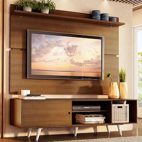 Rack Dubai e Painel para TV até 65" Rustic e Branco Madesa
