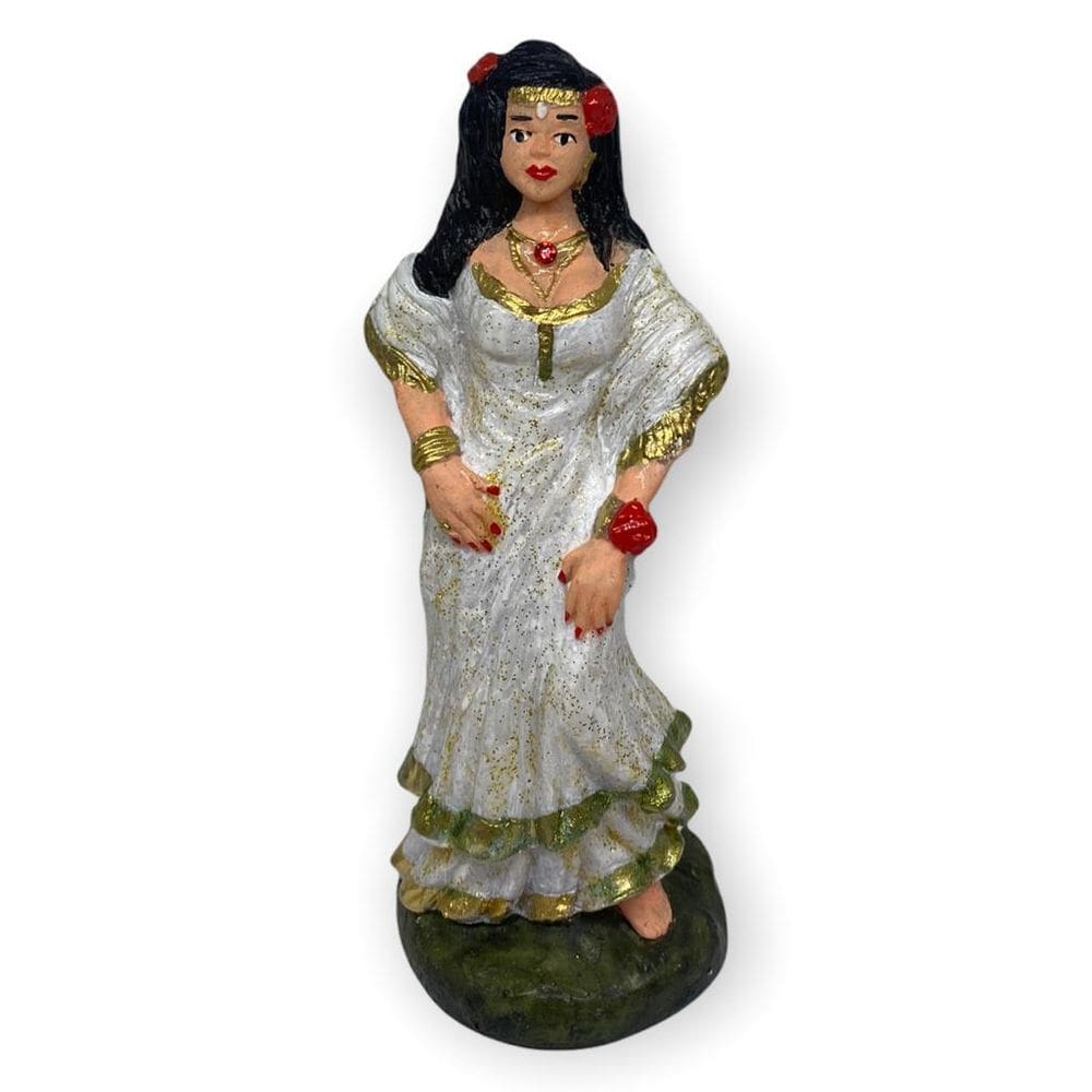Escultura Cigana Branca 15 Cm Em Resina