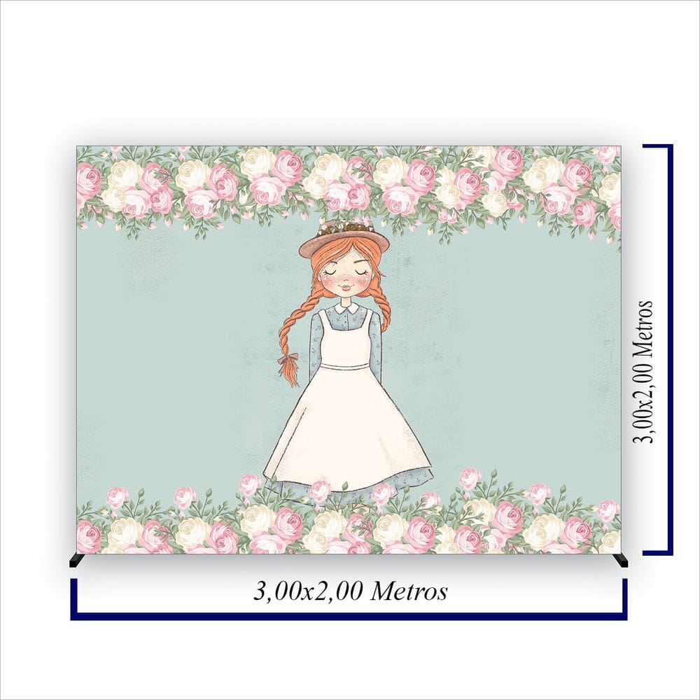 Painel de Festa Retangular Anne with an E Diversas Medidas - Fera Print