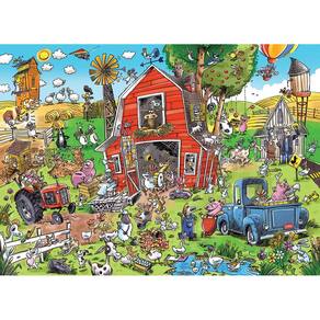 Quebra-cabeça Cobble Hill Family Piece`s 350 Farmyard Folly com pôster