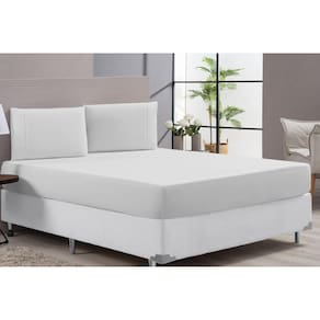 Lençol Macio Cama Casal Queen 400 Fios Branco 3 Peças