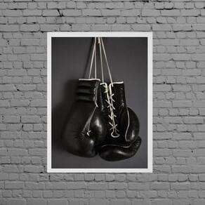 Quadro Decorativo Luva De Boxe Preta 33X24Cm - Com Vidro