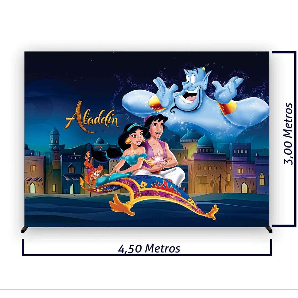 Painel de Festa Retangular Aladin Diversas Medidas - Fera Print