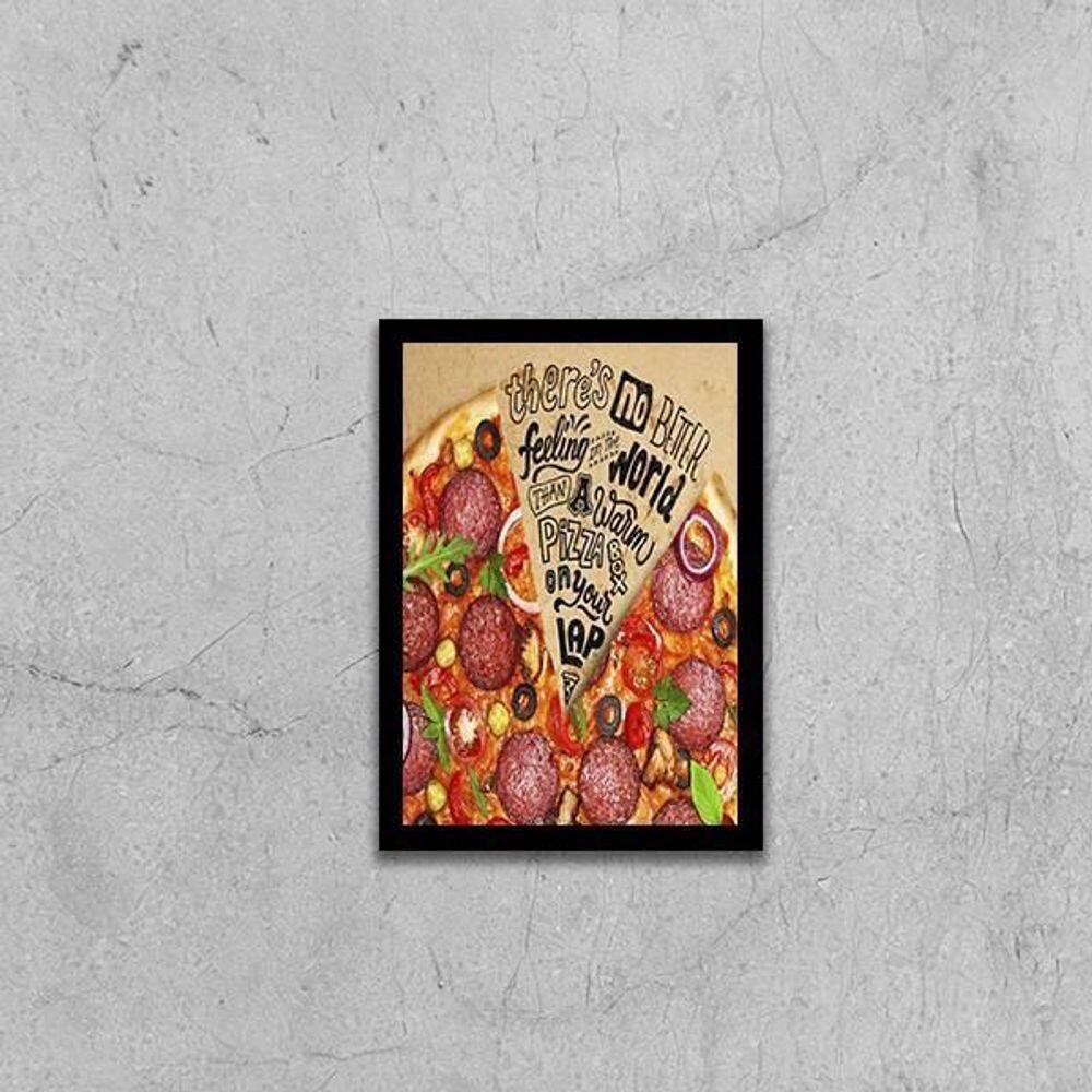 Quadro Fatia De Pizza 33X24Cm - Com Vidro Moldura Preta