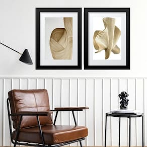 Kit 2 Quadros Chiques Abstratos Bege - 60X48Cm