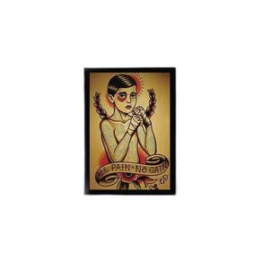 Quadro Tatoo All Pain No Gain 33X24Cm - Vidro Moldura Preta