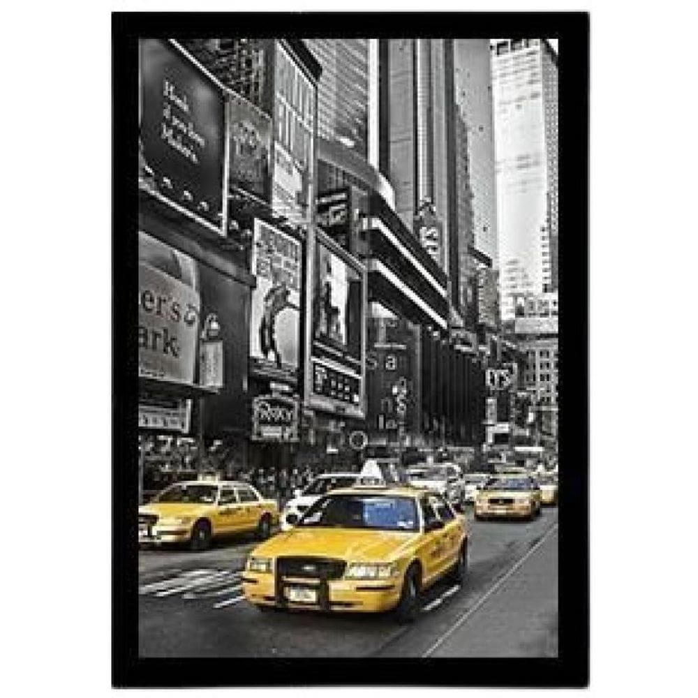 Quadro Decorativo Fotografia Táxi New York Amarelo 24X18Cm