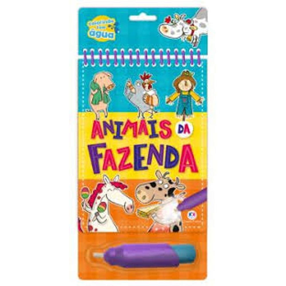 Livro Colorindo Com Água - Animais Da Fazenda