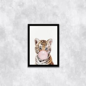 Quadro Tigrinho Chicletes 33X24Cm - Com Vidro Moldura Preta