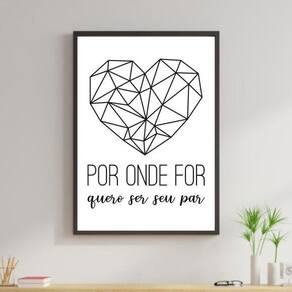 Quadro Coração Quero Ser Seu Par 33X24Cm - Com Vidro