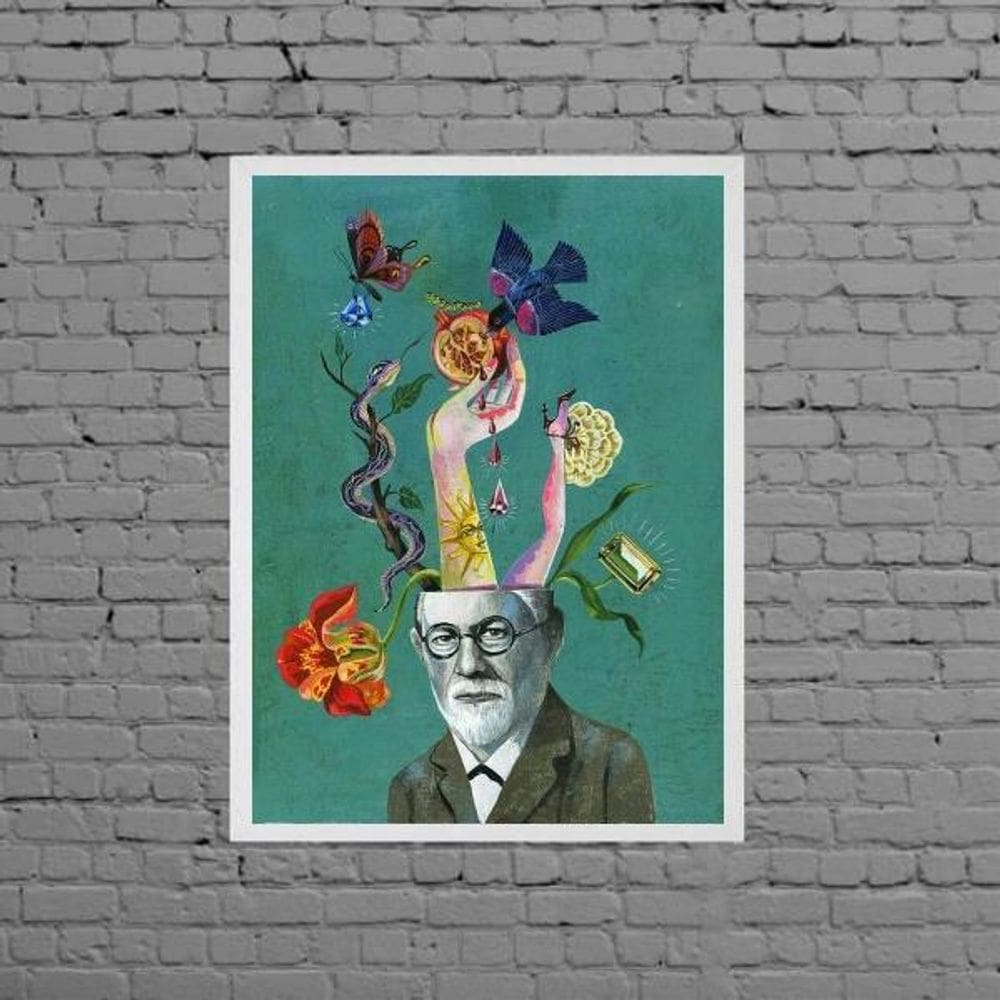 Quadro Artístico Freud Colagem 45X34Cm - Com Vidro
