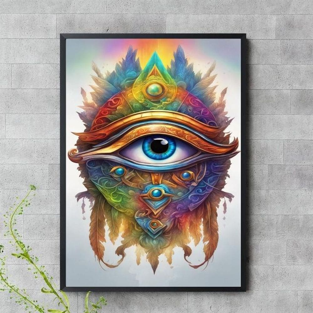 Quadro Olho De Horus Aquarela 33X24Cm - Com Vidro