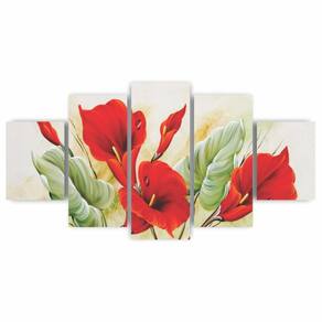Kit Quadro Decorativo Flor Copo De Leite Vermelho Floral