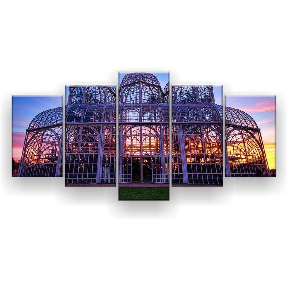 Quadro Decorativo Mosaico 5 Peças Jardim Botânico Curitiba