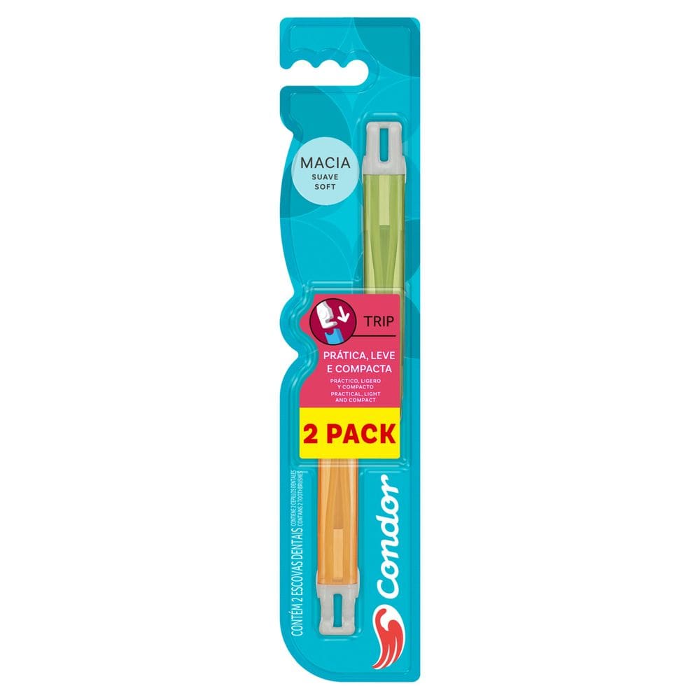 Pack Escova Dental Macia Condor Trip 2 Unidades